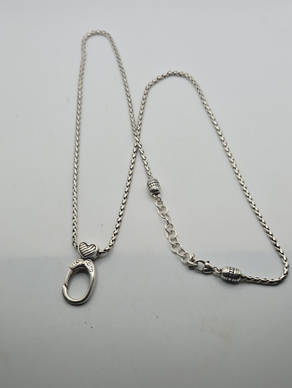 Brighton ABC Hook Silver Heart Clip Pendant Necklace